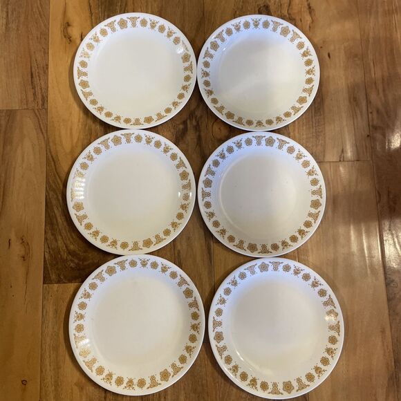Corelle Corning Golden Butterfly Luncheon Plates 8.5, vintage set of 6 - Picture 1 of 5